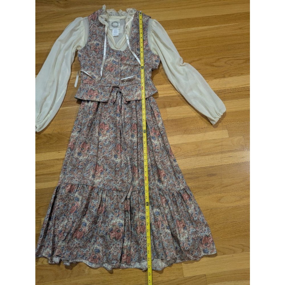 Rae Hepburn Vintage Arabesque 2 Piece Floral Dress Set Cottage Prairie 70s - Picture 9 of 10
